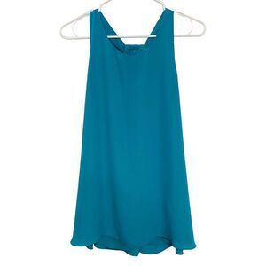 Willi Smith Racerback Keyhole back Tank Blouse Teal Size Medium